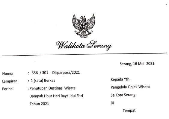 Tempat Wisata Kota Serang Ditutup