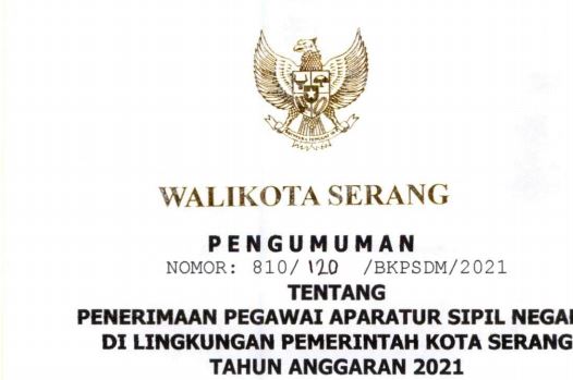 Pengumuman Tentang Penerimaan Aparatur Sipil Negara di Lingkungan Pemerintah Kota Serang TA 2021.