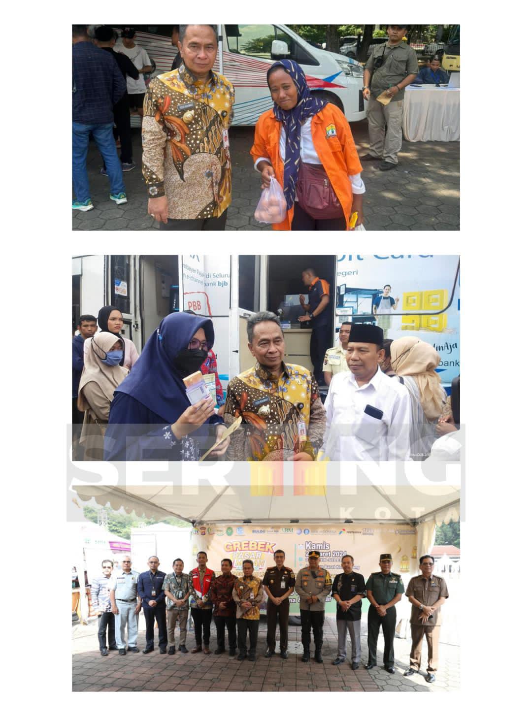 Grebek Pasar Murah Kota Serang, Pj Walikota berikan bantuan sembako kepada Petugas Kebersihan di Alun-alun