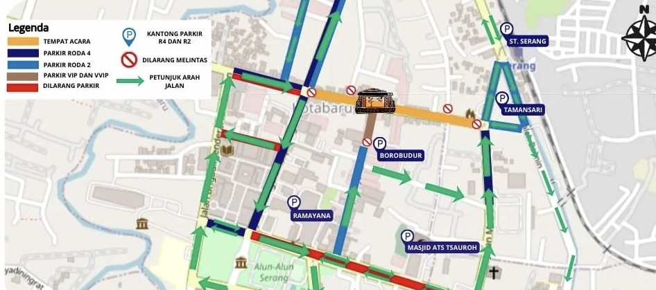 Jadwal Penutupan Jalan Sultan Agung Serang untuk Kota Serang Fair At Royal Baroe, Cek Lokasi Parkirnya